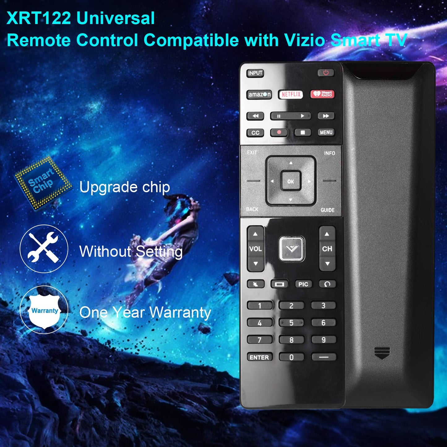 New XRT122 Remote Control for VIZIO Smart TV D40-D1 D40U-D1 D55U-D1 D58U-D3 D60-D3 D65U-D2 E32-C1 E32H-C1 E40-C2 E40X-C2 E43-C2 E48-C2 E50-C1 D40F-E1