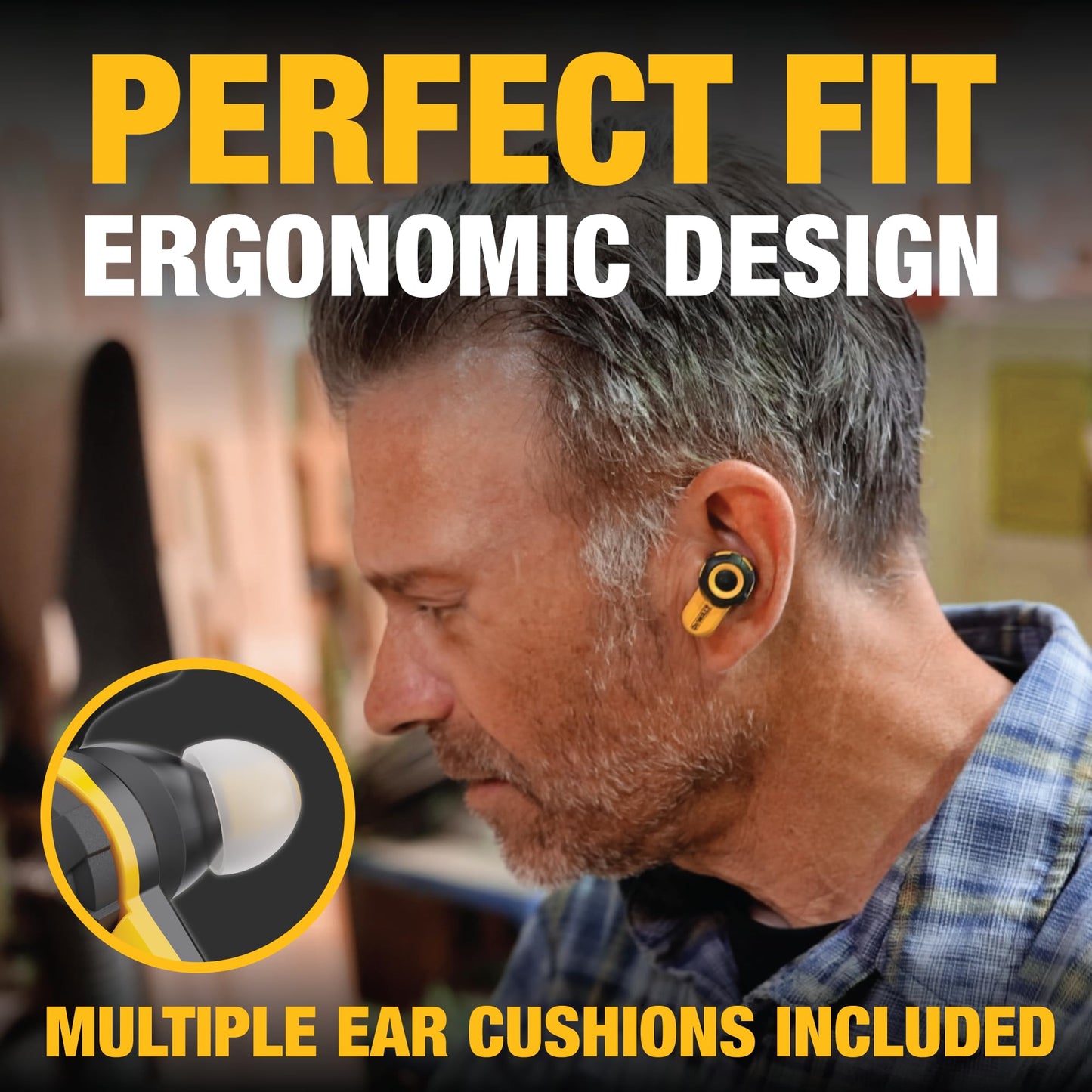 DEWALT Heavy Duty Bluetooth Jobsite Pro X2 ANC True Wireless Earbuds, Active Noise Cancelling Work Earbuds, Turn Dial Controls, 10Hr Runtime (40+…