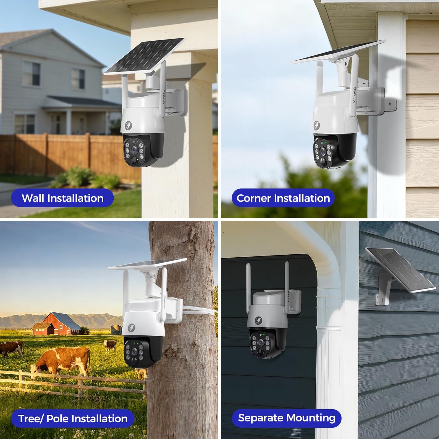 xmartO 4MP QHD Wireless PTZ Solar Security Camera, WiFi 6 5G Dual Band, Wire-Free Easy Installation, No Monthly Fee, Outdoor/Indoor Home Use