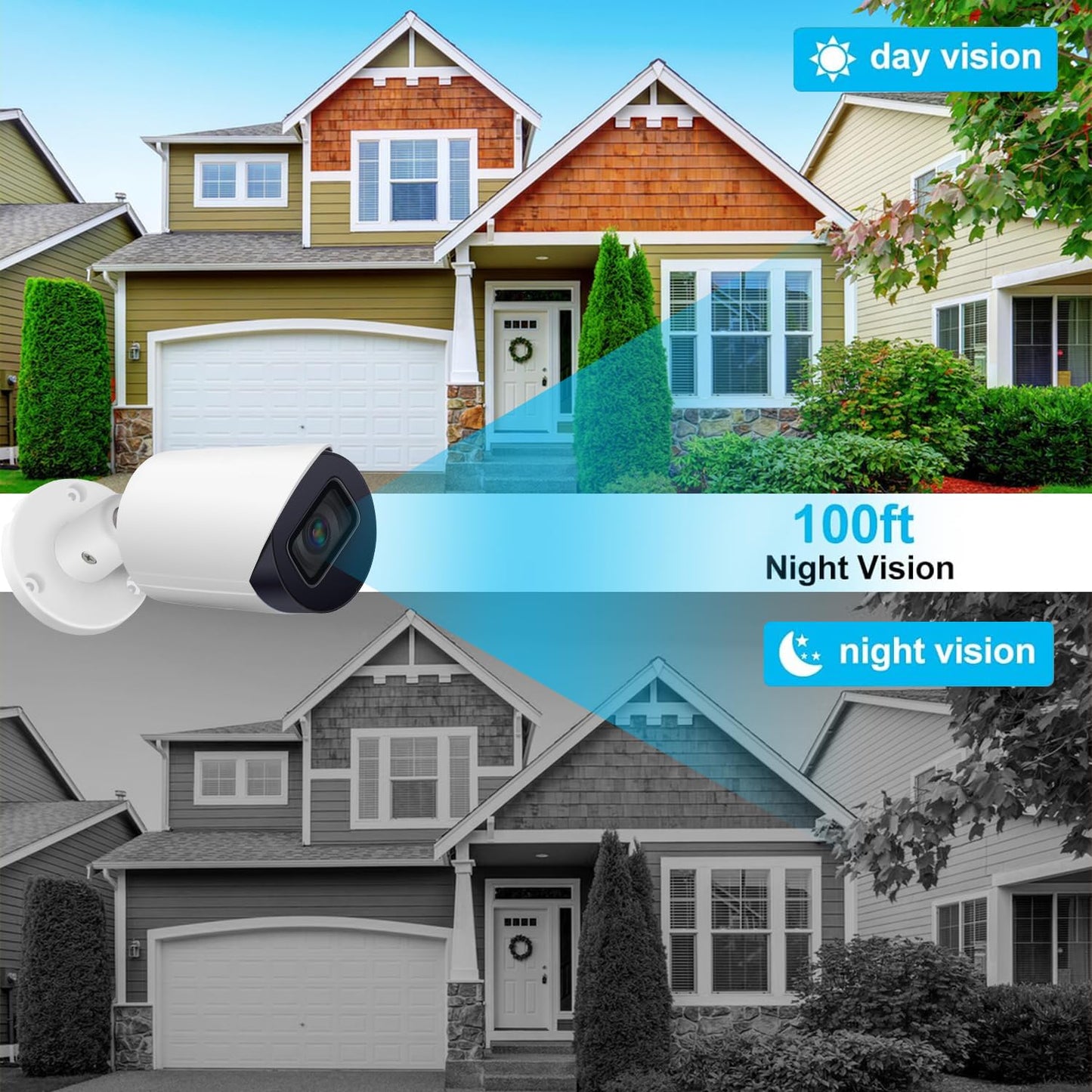 OHBET DahuaSecurity 8MP PoE IP Camera, 4K Security Bullet Camera with Smart Motion Detection IR&Color Night Vision, Metal