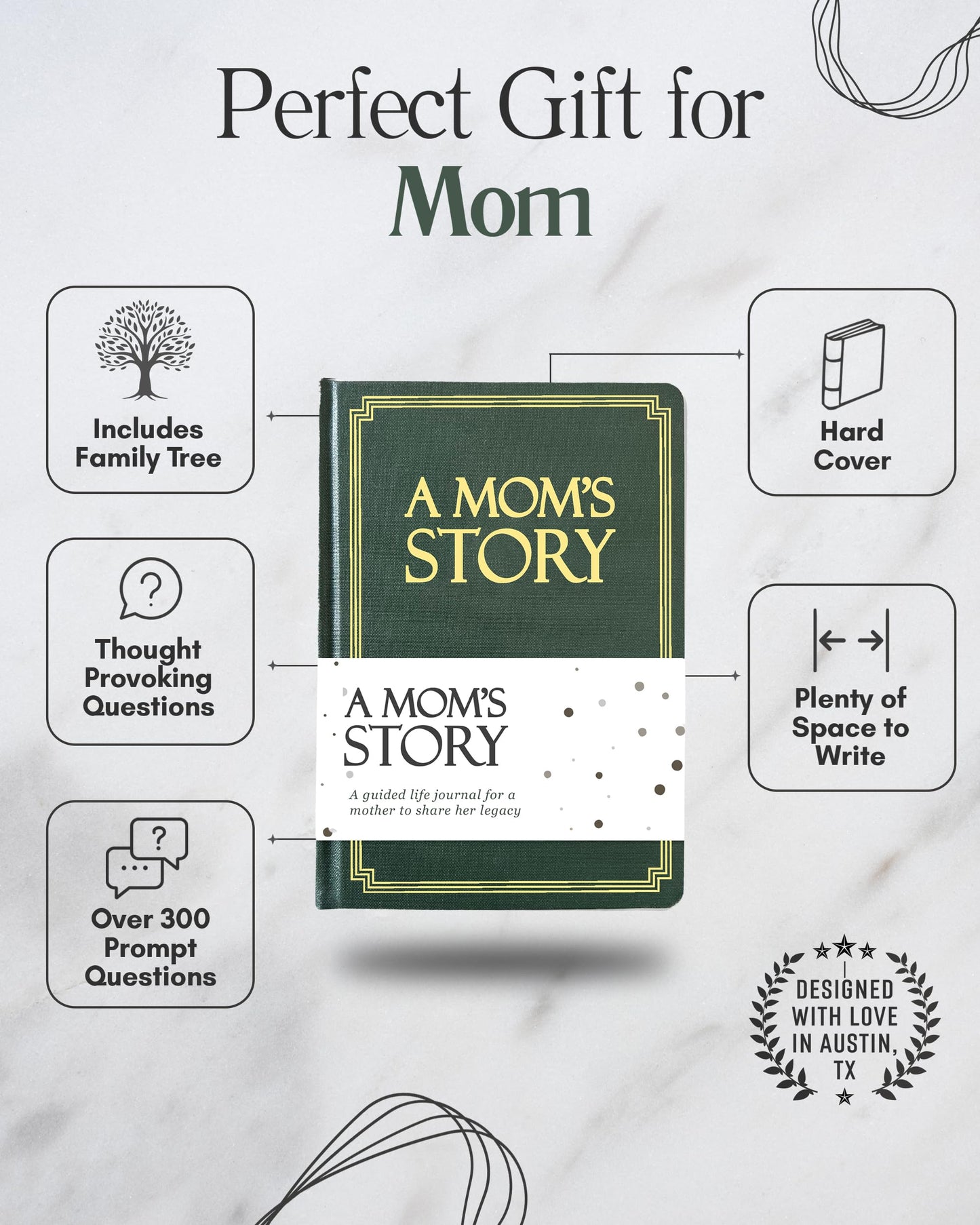 Mom's Life Story Journal (Hardcover): A Meaningful Keepsake for Mom to Share Her Journey and Memories, Book Includes 250+ Prompt Questions