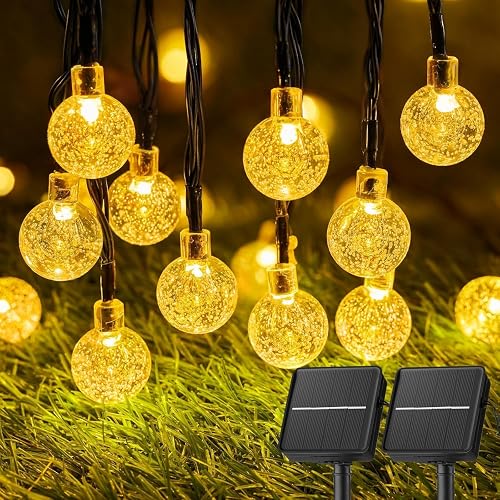 Brightown Solar String Lights Outdoor Waterproof, 2 Pack Total 120 LED 73 FT, Solar Powered Patio Lights with 8 Lighting Modes for Garden Yard Porch
