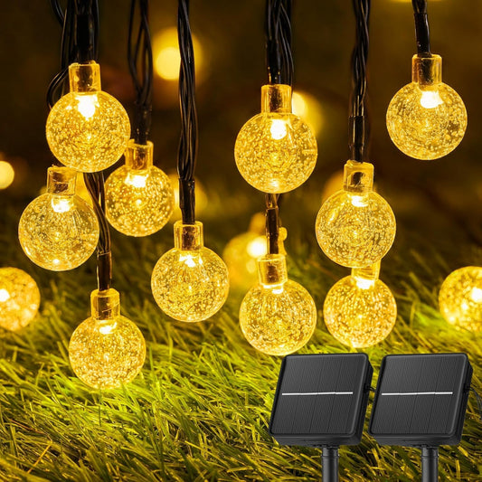 Brightown Solar String Lights Outdoor Waterproof, 2 Pack Total 120 LED 73 FT, Solar Powered Patio Lights with 8 Lighting Modes for Garden Yard Porch