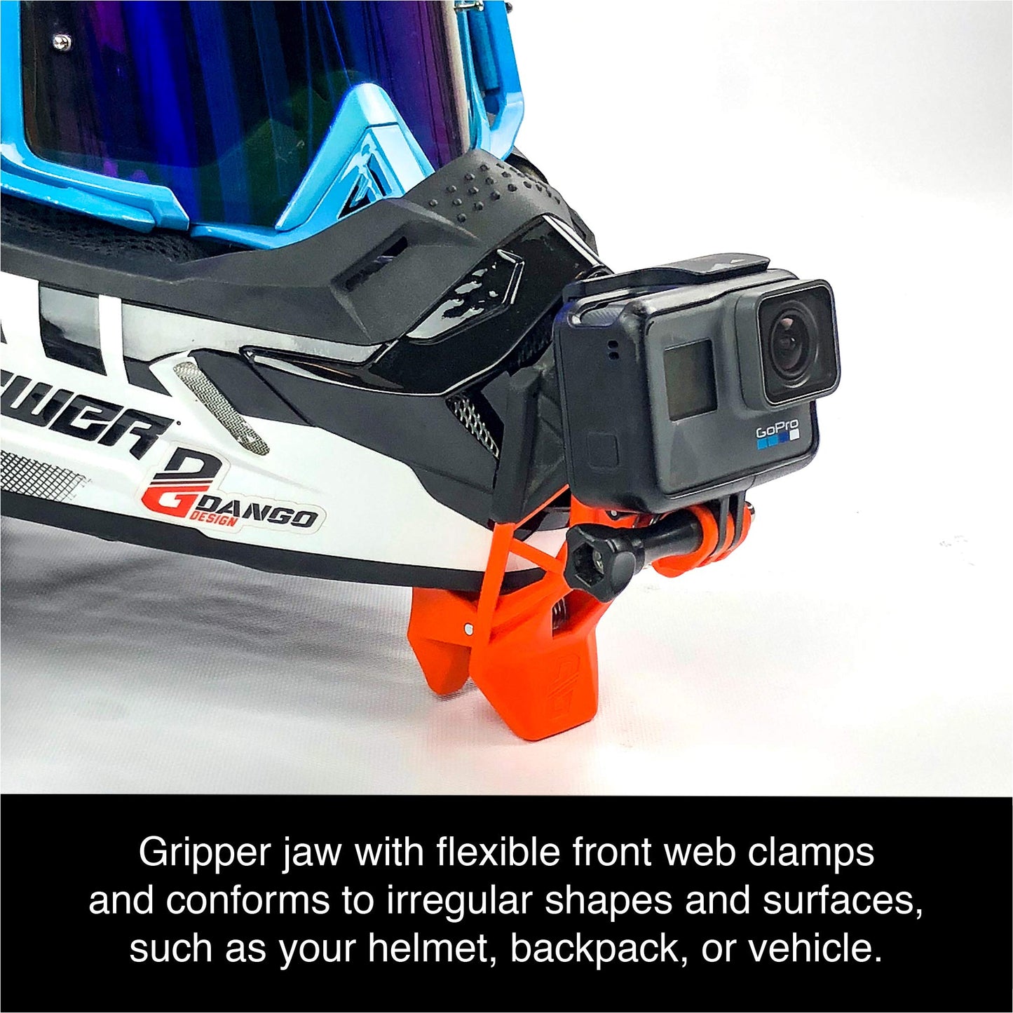 Dango Design Gripper Mount for GoPro/Osmo/Insta360 | Universal Helmet Clamp Mount for Action Cameras | Dirtbike, Motocross, Enduro, Motorcycle, ATV