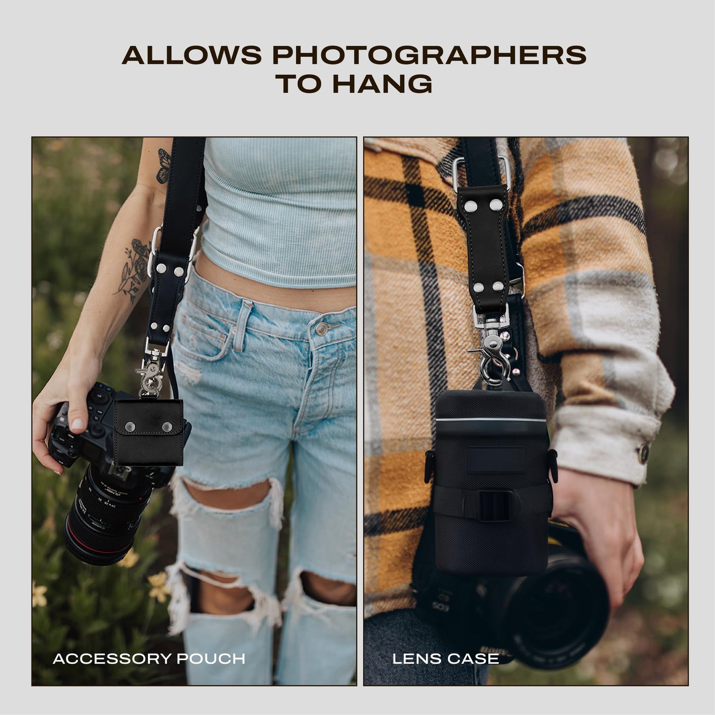 C Coiro Extra Attachments Single and Dual Camera Harness for Camera Bag, Sling Bag, Pouch, Lens Case Perfect Photography Accessories for Leather