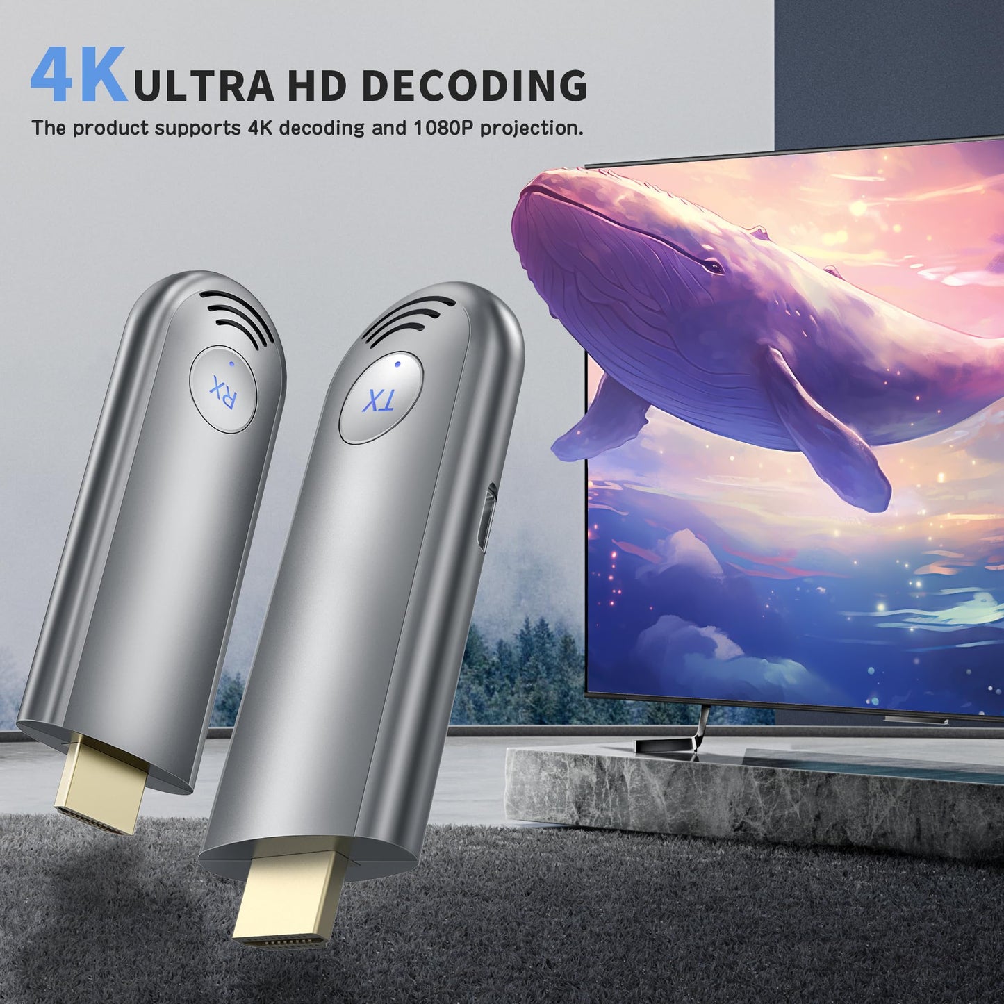 TPUFO Wireless HDMI Transmitter and Receiver, Plug & Play Portable 2.4G/5G Wireless HDMI Extender Kit for Streaming Video and Audio to Monitor from