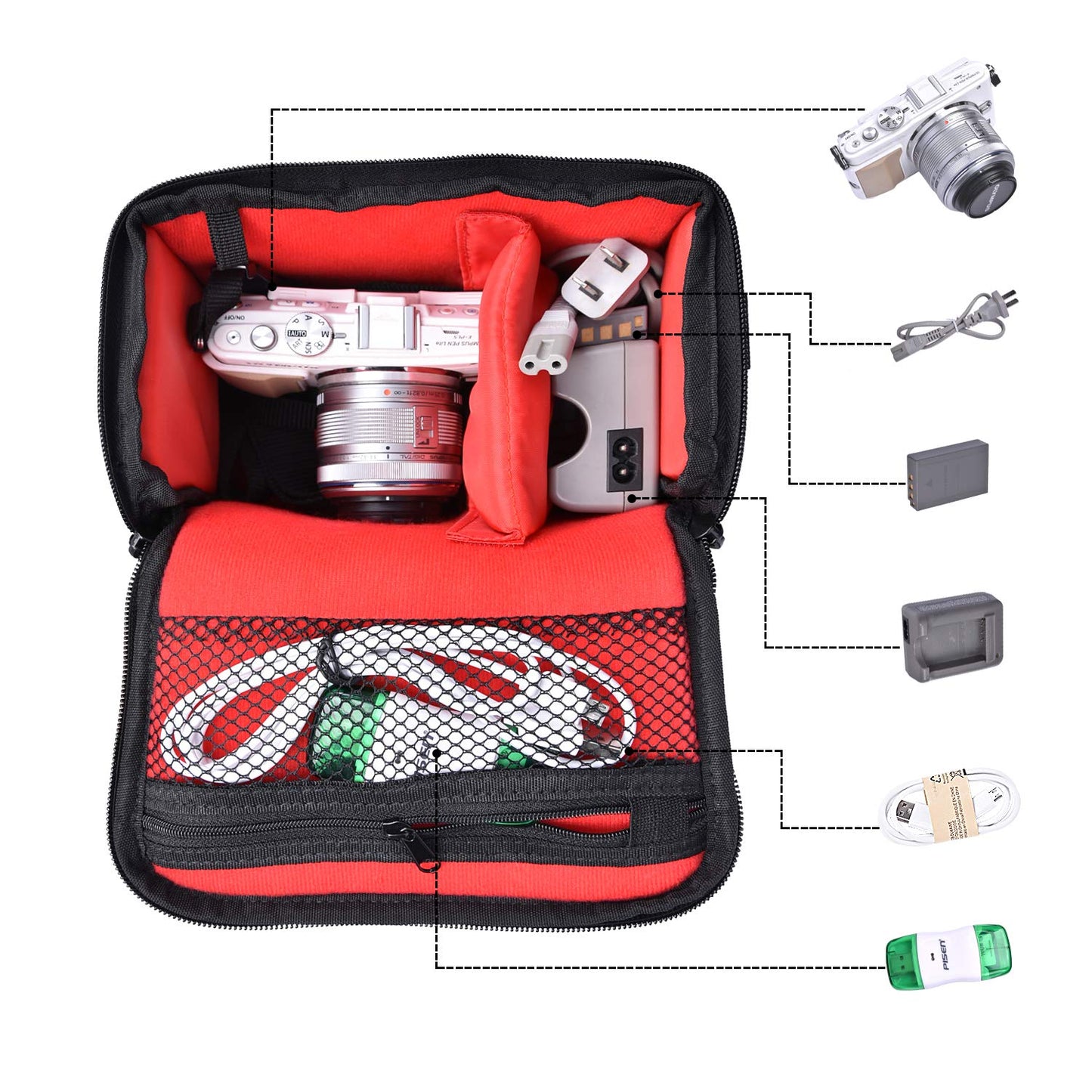 FOSOTO Waterproof Anti-shock Camera Case Bag Compatible for Canon Powershot SX540 SX530 SX60 SX420 HS M5,Nikon Coolpix L340 B500 B700 L330 L840