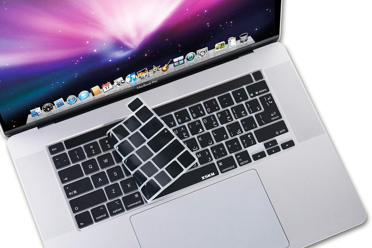 XSKN Arabic/English Bilingual Black Silicone Keyboard Cover Skin for Touch Bar Models 2019 MacBook Pro 16 inch A2141 2020 MacBook Pro 13.3 inch A2251