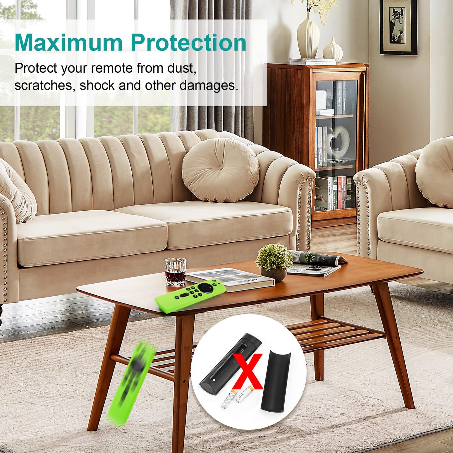 [2 Pack ] Firestick Silicone Remote Cover Case Compatible with 4K Firetv Stick, Firetv Remote Control Cover, Shockproof Anti Slip Case (Green Glow