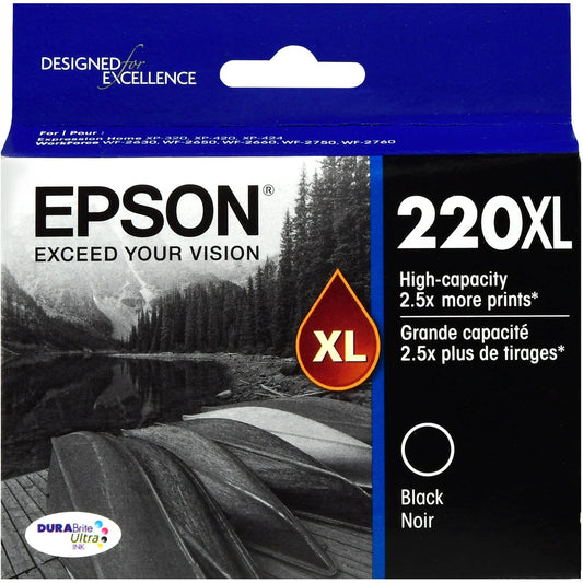 OEM Epson T220XL120 (220XL) High-Capacity DURABrite Ultra Black Ink Cartridge