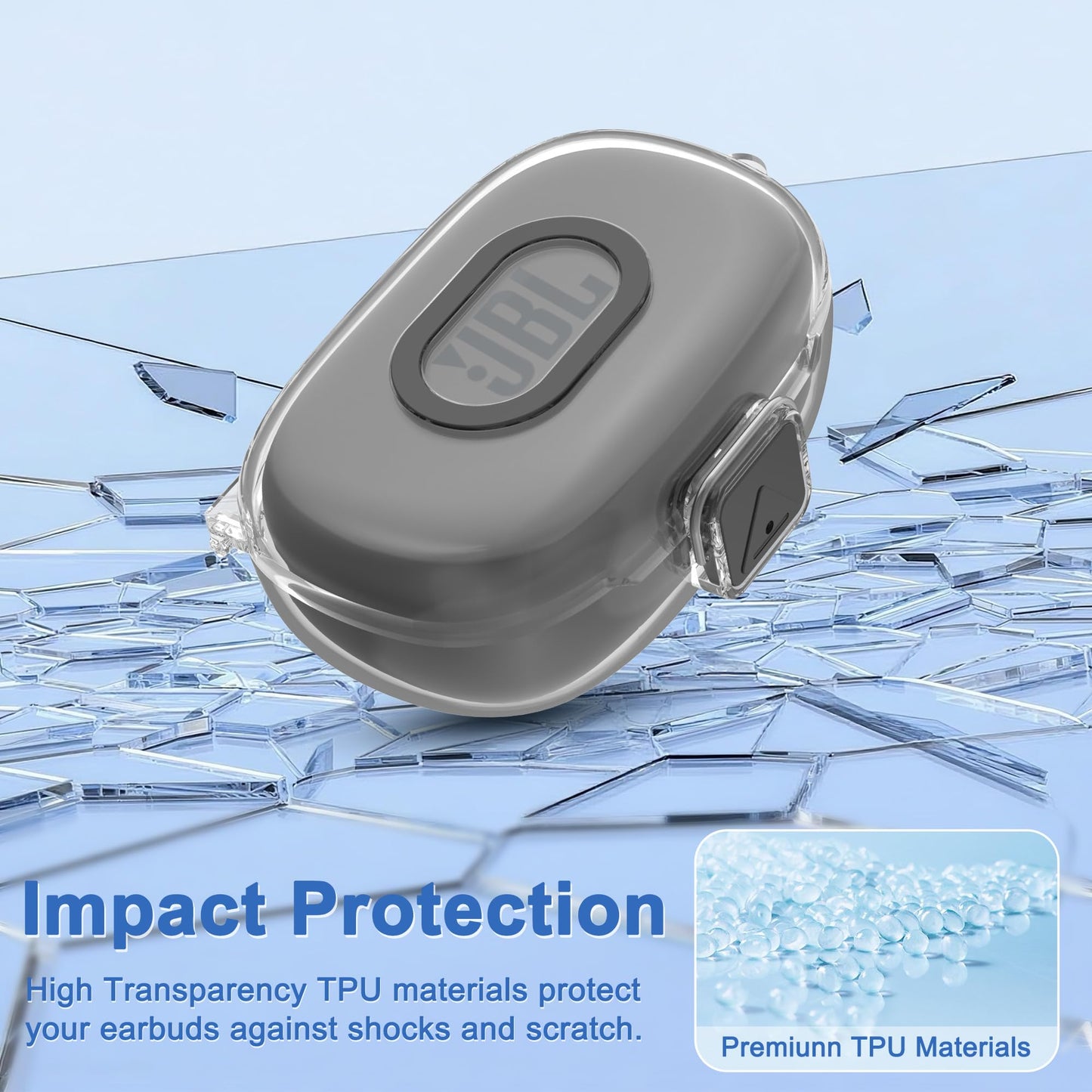 POZCIS [with Safety Lock] for JBL Endurance Peak 3 Case Cover, Clear Soft TPU Protective Earbuds Case with Carabiner Accessories Set(Clear)