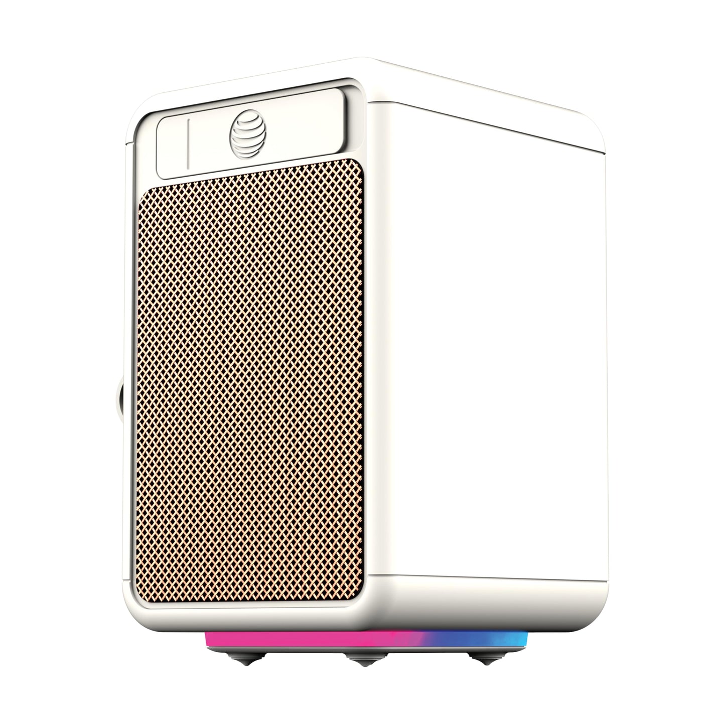 AT&T Essentials Retro 15W Bluetooth Speaker, IPX6 Waterproof, Bluetooth 5.3, LED Light Modes, Bass & Treble Control, 12H Battery, USB-C Charging
