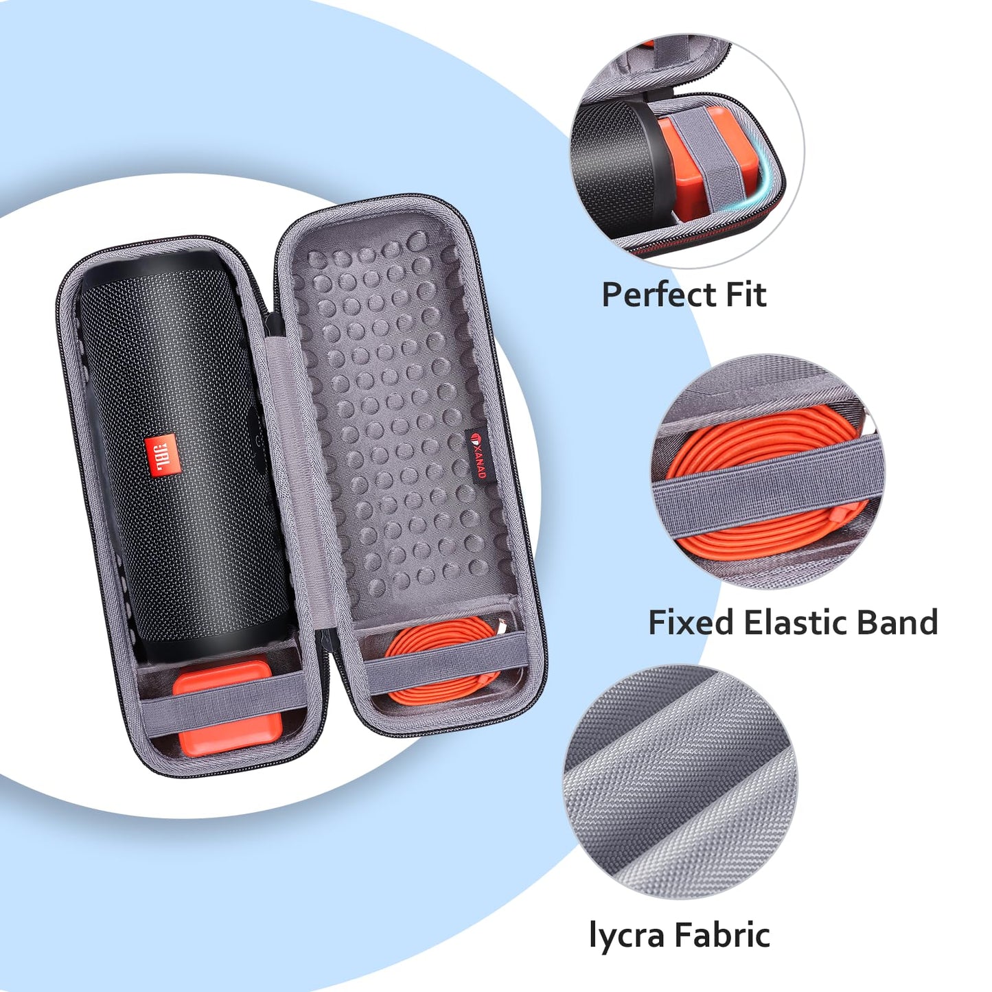 XANAD Case for JBL Flip 4/3 or Flip Essential 2/1 or Sonos Roam 2/1 Waterproof Portable Bluetooth Speaker Speaker Hard Storage Carrying Protective Bag