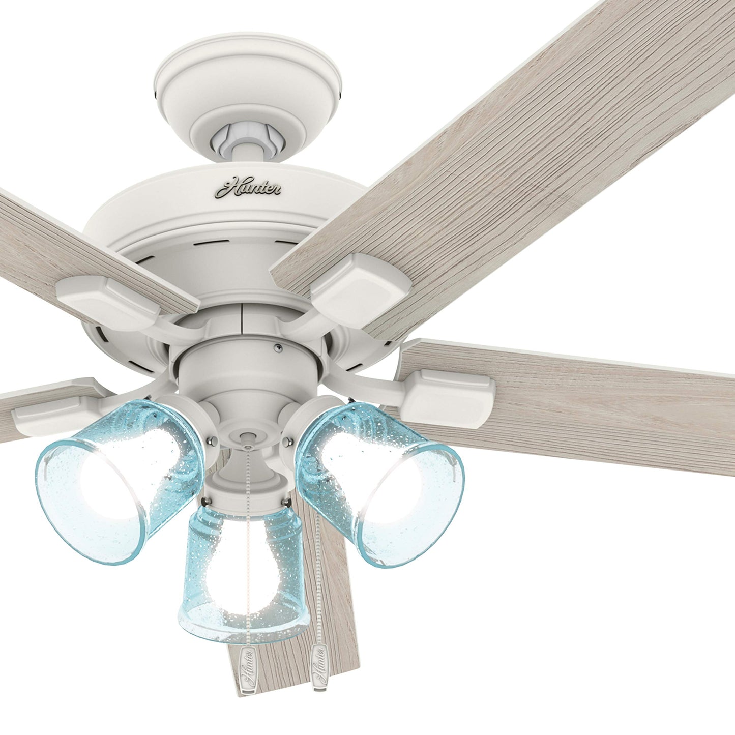 Hunter Fan 52 inch Matte White Indoor Ceiling Fan with Light Kit (Renewed)