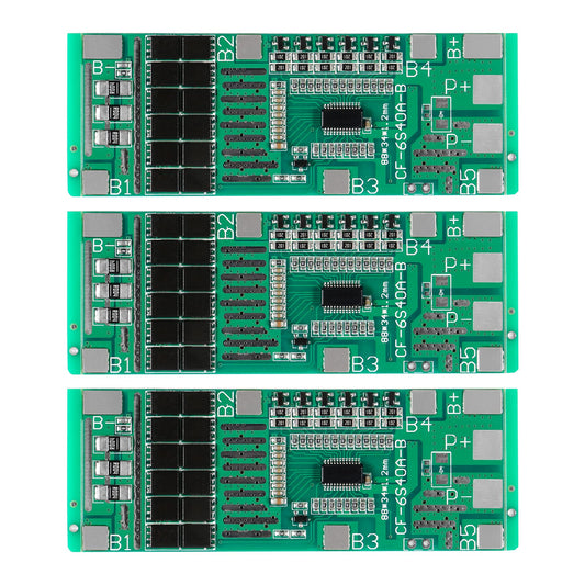 3Pcs 6S 18650 Li-Ion Lithium Battery PCB Protection Board 24V 40A Solar Lighting BMS PCB with Circuit Balanced Protection Module Cell Charging Module…