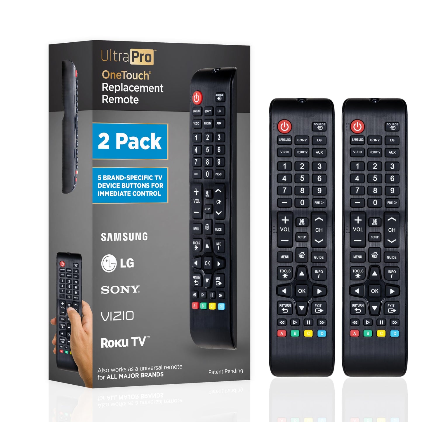 UltraPro OneTouch Universal Remote Replacement Compatible for All Samsung, LG, Sony, Vizio and Roku TV Smart TV, LED, LCD, HDTV, 3D, Series TV, 2
