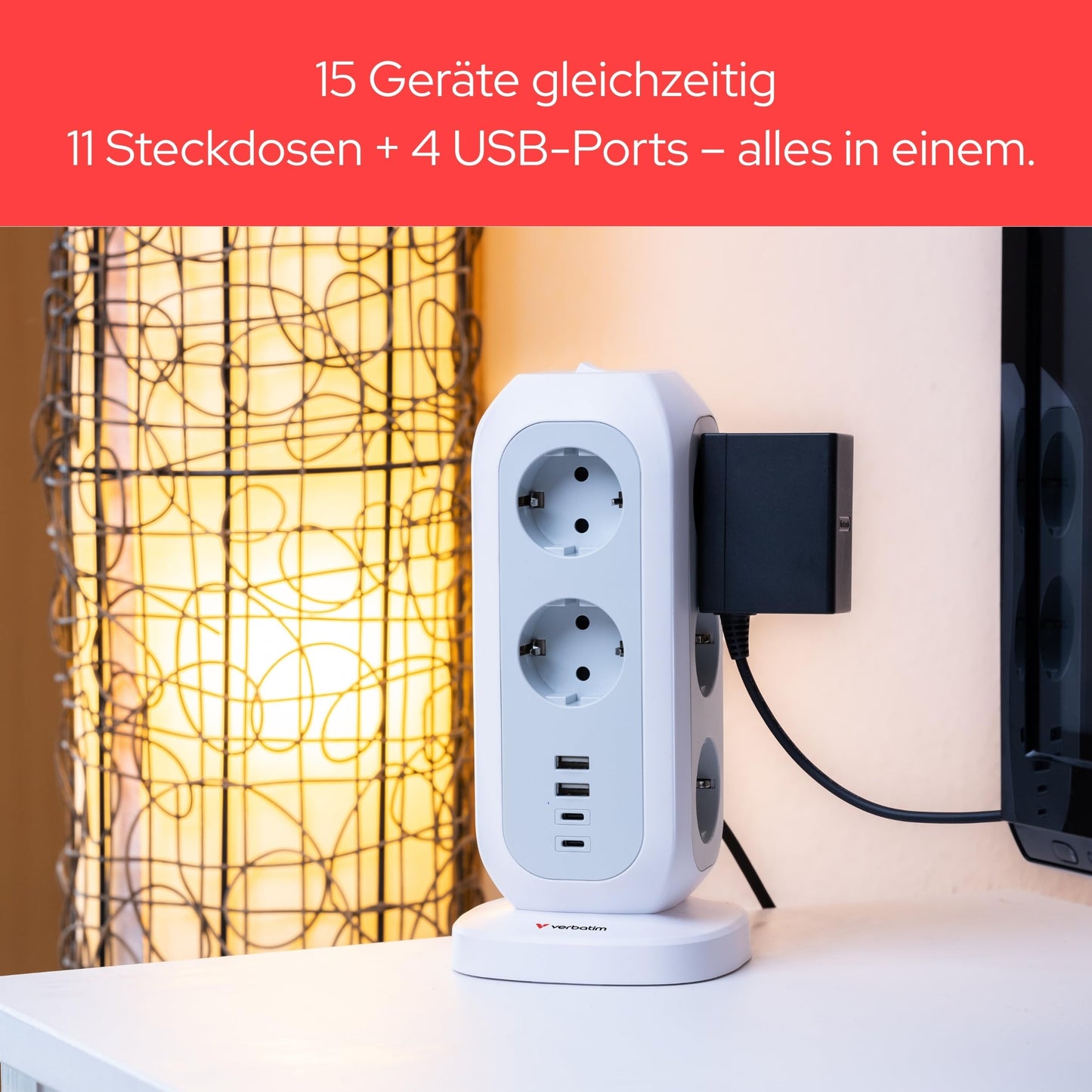 Verbatim EU Power Tower EUPT-01 11xAC / 2xUSB / 2xType-C, W128869199 (/ 2xUSB / 2xType-C)