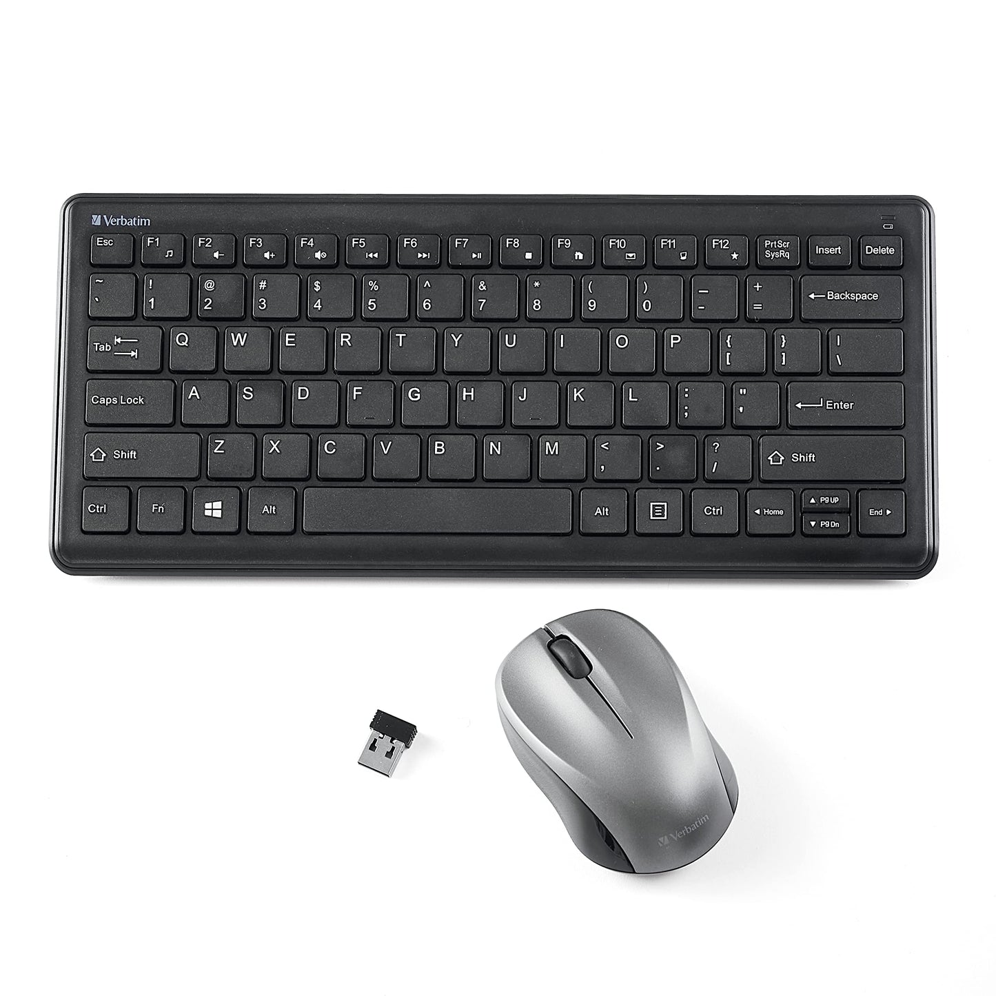 Verbatim Wireless Keyboard and Mouse Combo Compact Silent 2.4GHz Lag-Free Wireless Mouse and Keyboard Combo with USB Nano Receiver for Laptop, PC