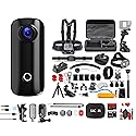 SJCAM C100 Plus Action Camera in Black with 4K Video, EIS Stabilization, and Audio Recording, Bundle Including: 64GB Micro SD Card, 50-in-1 Action