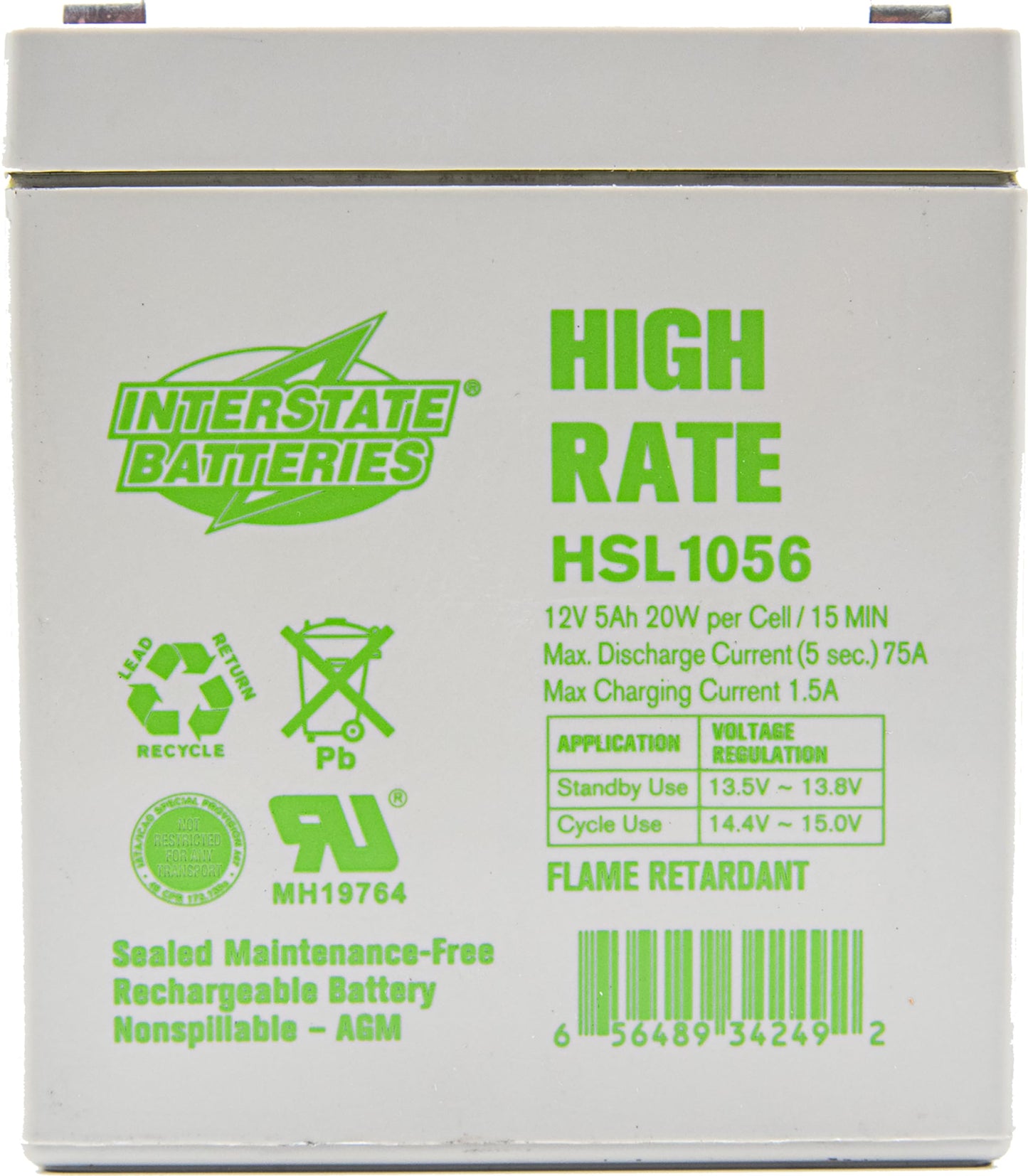 Interstate Batteries 12V 5Ah High Rate Battery (F2 Terminal) SLA AGM VRLA Fireproof Rechargeable Replacement for UPS Systems, Servers, Backup Power…