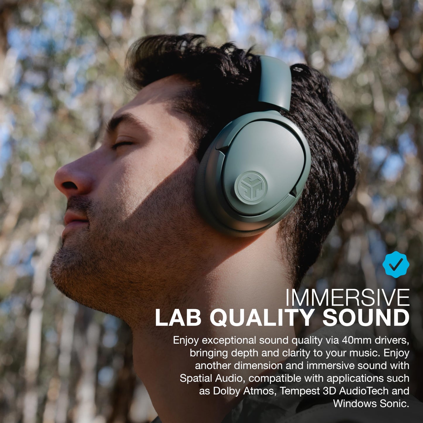 JLab JBuds Lux ANC Wireless Headphones, Sage, Hybrid Active Noise Cancelling, Customizable Sound, Spatial Audio Compatible, Premium Over-Ear…