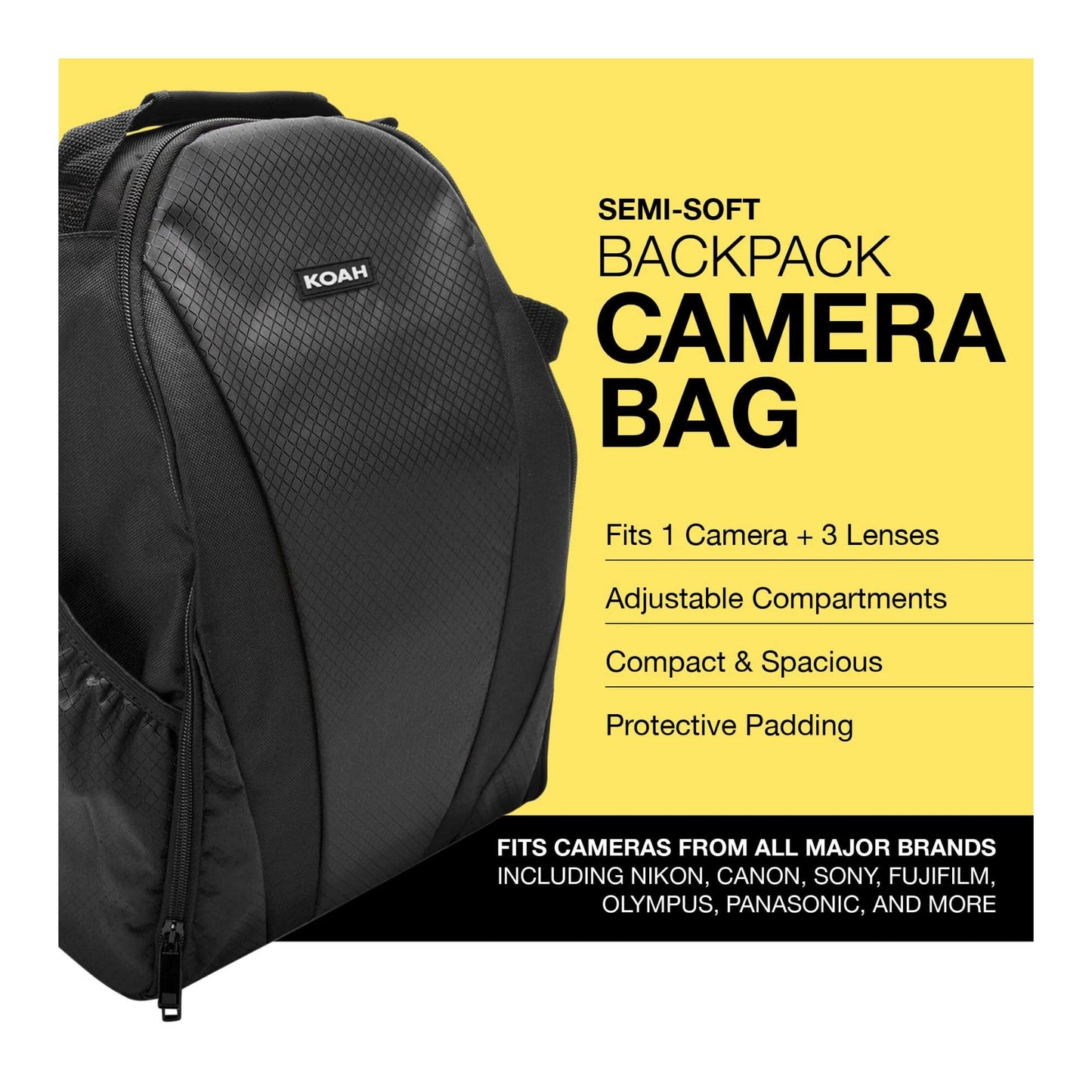 Koah Sling Camera Bag for DSLR Cameras, Mirrorless Cameras & Accessories - Camera Case for Nikon, Canon, Sony - Padded Camera Sling Bag - Zippered