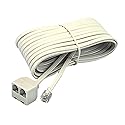 Softalk 04130 Corded Duplex Jack 25-Feet Almond Landline Telephone Accessory