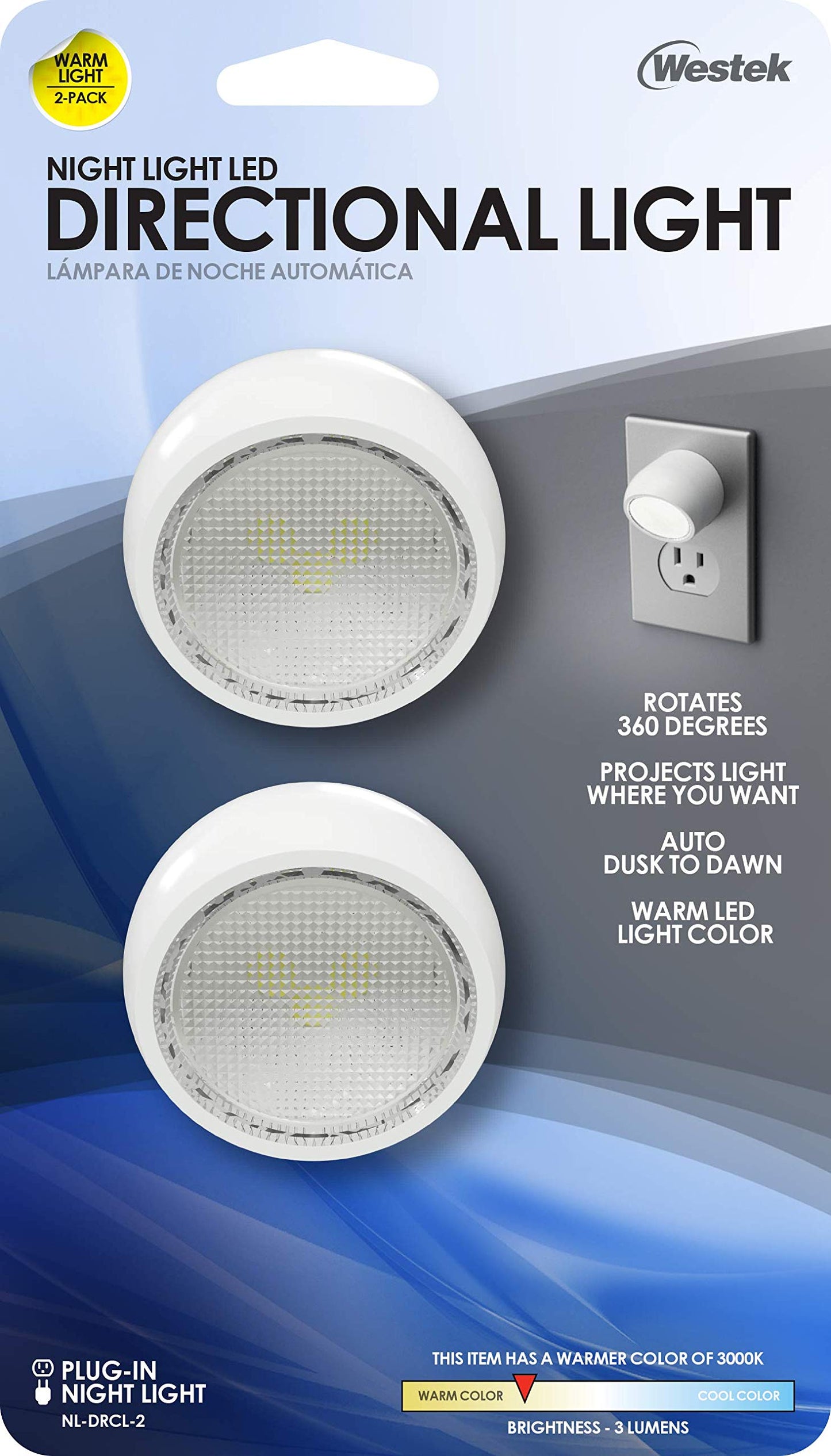 Westek NL-DRCL-2 Directional Night Light, 2-pack