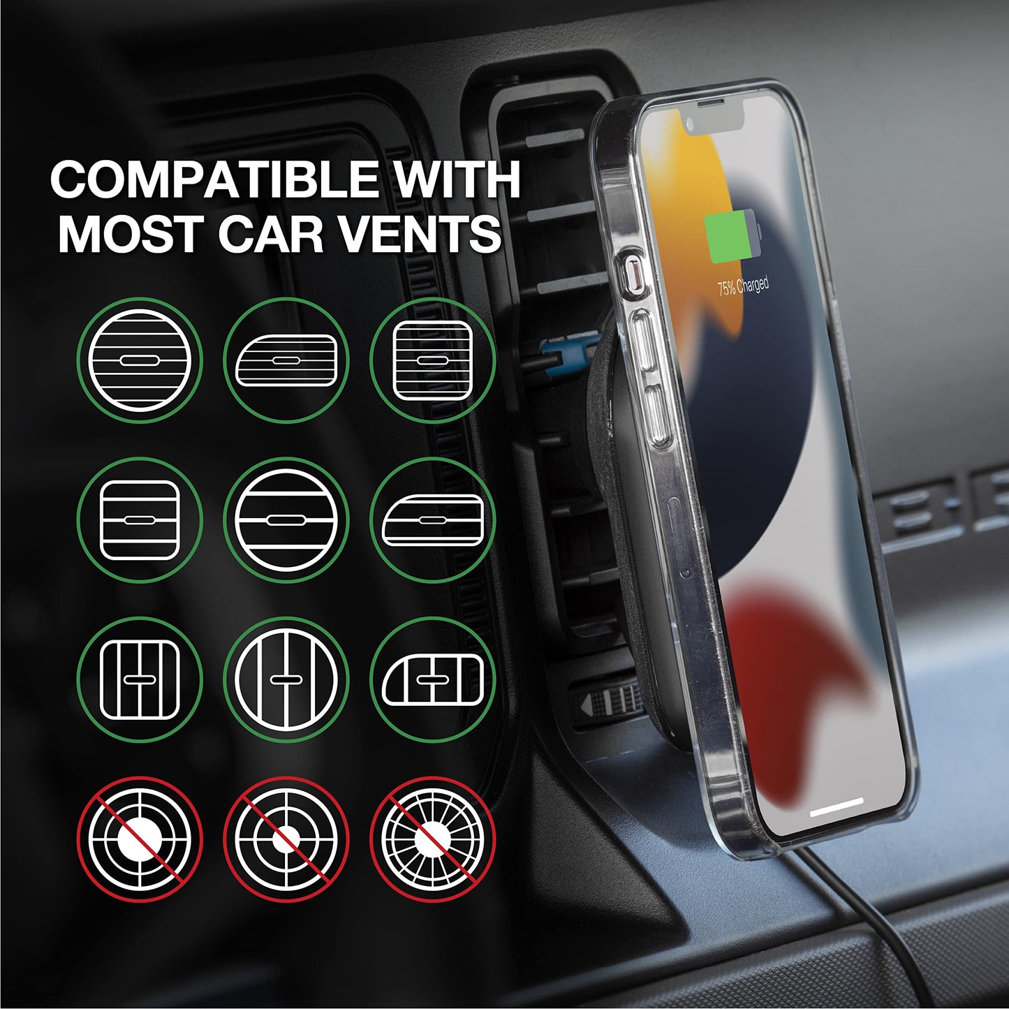Scosche MQ5WDV-1 MagicMount Pro Charge5 Window/Dash/Vent 15W Magnetic, Qi-Certified, Wireless Charging Phone Mount, Cell Phone Holder for Car