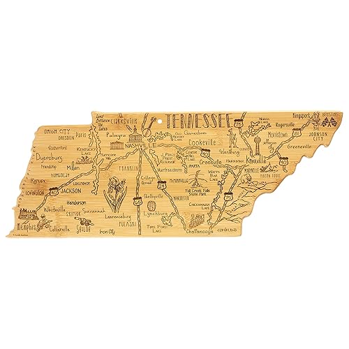Totally Bamboo Destination Tennessee State Shaped Cutting Board, Charcuterie and Cheese Serving Board - Tennessee Gift for Home Décor or Everyday…