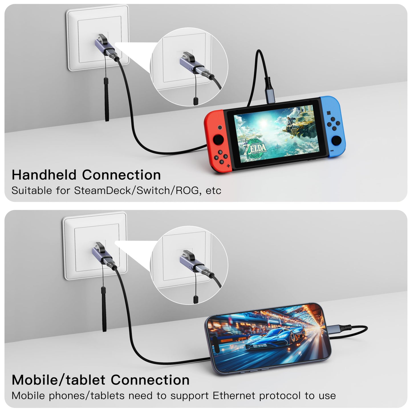 sunshot USB C to RJ45 Gigabit Ethernet Adapter, Portable 1Gbps Gigabit to Type-C Female to RJ45 Male Adapter, Compatible for MacBook Pro/Air, iPhone