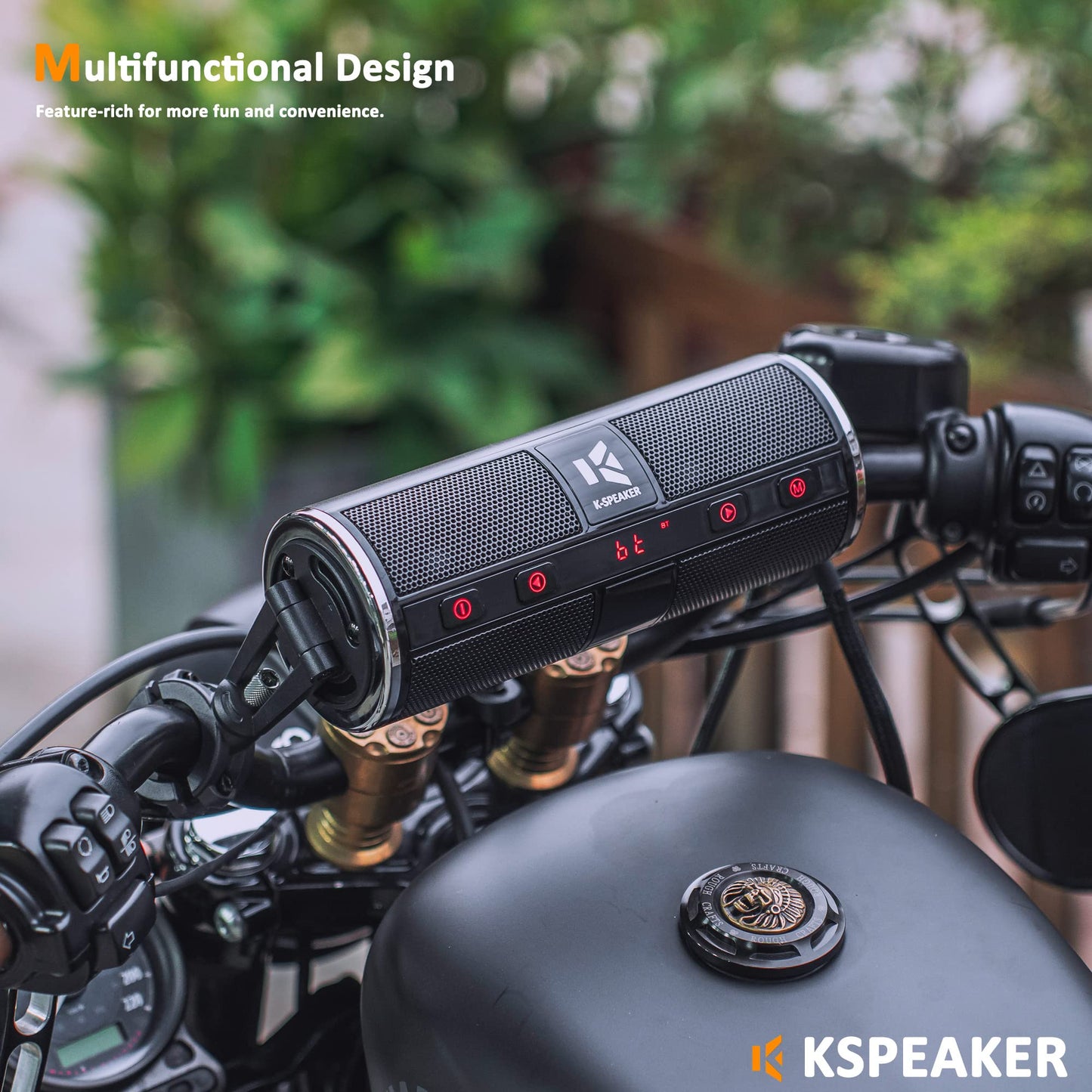 KSPEAKER Motorcycle Speakers Bluetooth Waterproof Radio Audio System Built-in Amplifier, 3 Inch Metal Mp3 Player, Great for ATV, Scooter Bike,12 Volt