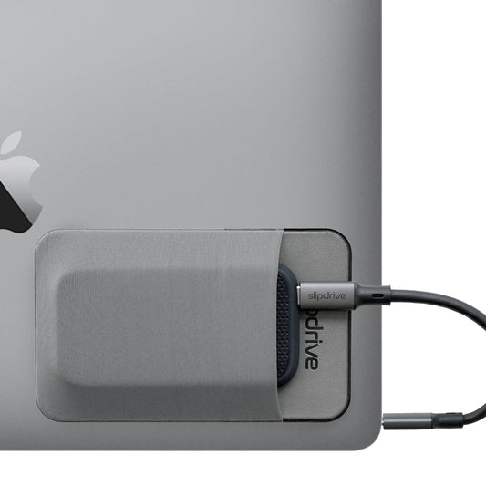 Slipdrive - Portable Hard Drive Sleeve for Laptop - SSD Solid State Drive - Reusable Adhesive - 5” x 3.2” Stick on External Hard Drive Carrying Case