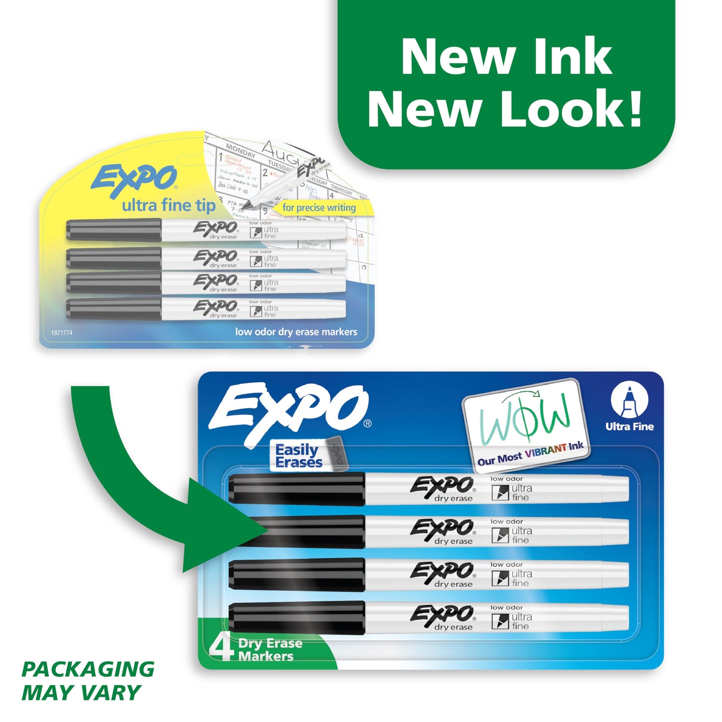 EXPO Dry Erase Markers, Low Odor Ink, Black, Ultra Fine Tip, 4 Count