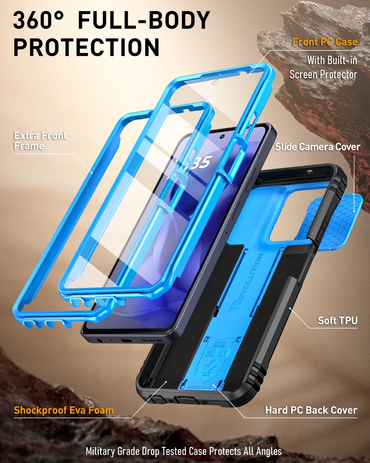 Poetic Revolution Case for Motorola Moto G Power 5G 2026 / Moto G Power 5G 2025, [Slide Camera Cover], Full-Body Military Grade Shockproof Cover
