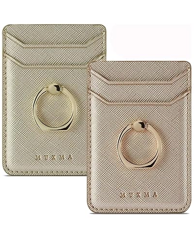 BIAJIYA Phone Card Holder RFID Leather Wallet Credit Adhesive Cell Case Stick-on Card Holder for Women and Men Back of Phone for Most of Smartphones
