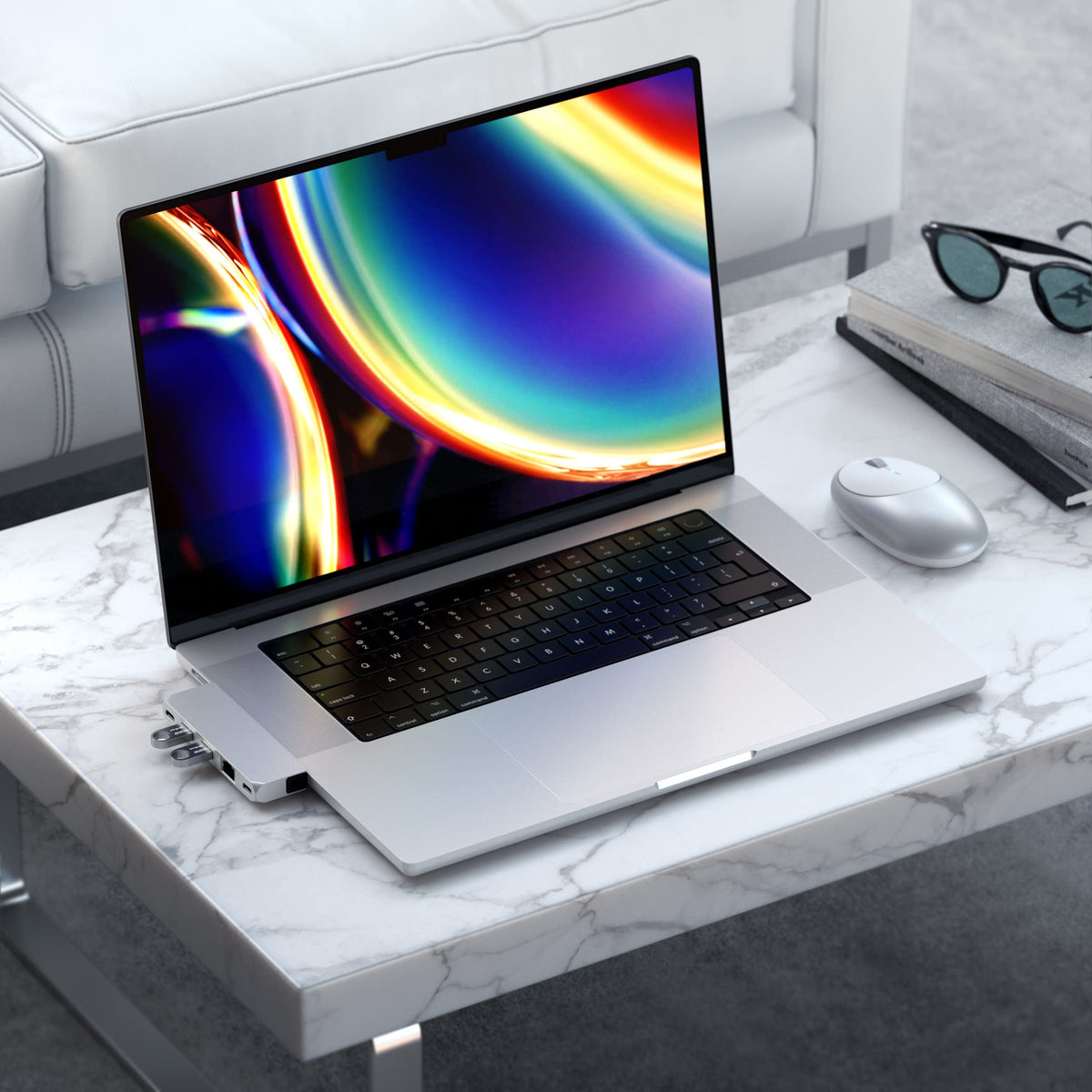 Satechi Pro Hub Mini USB-C Multiport Adapter, USB4 Port, Ethernet, Silver