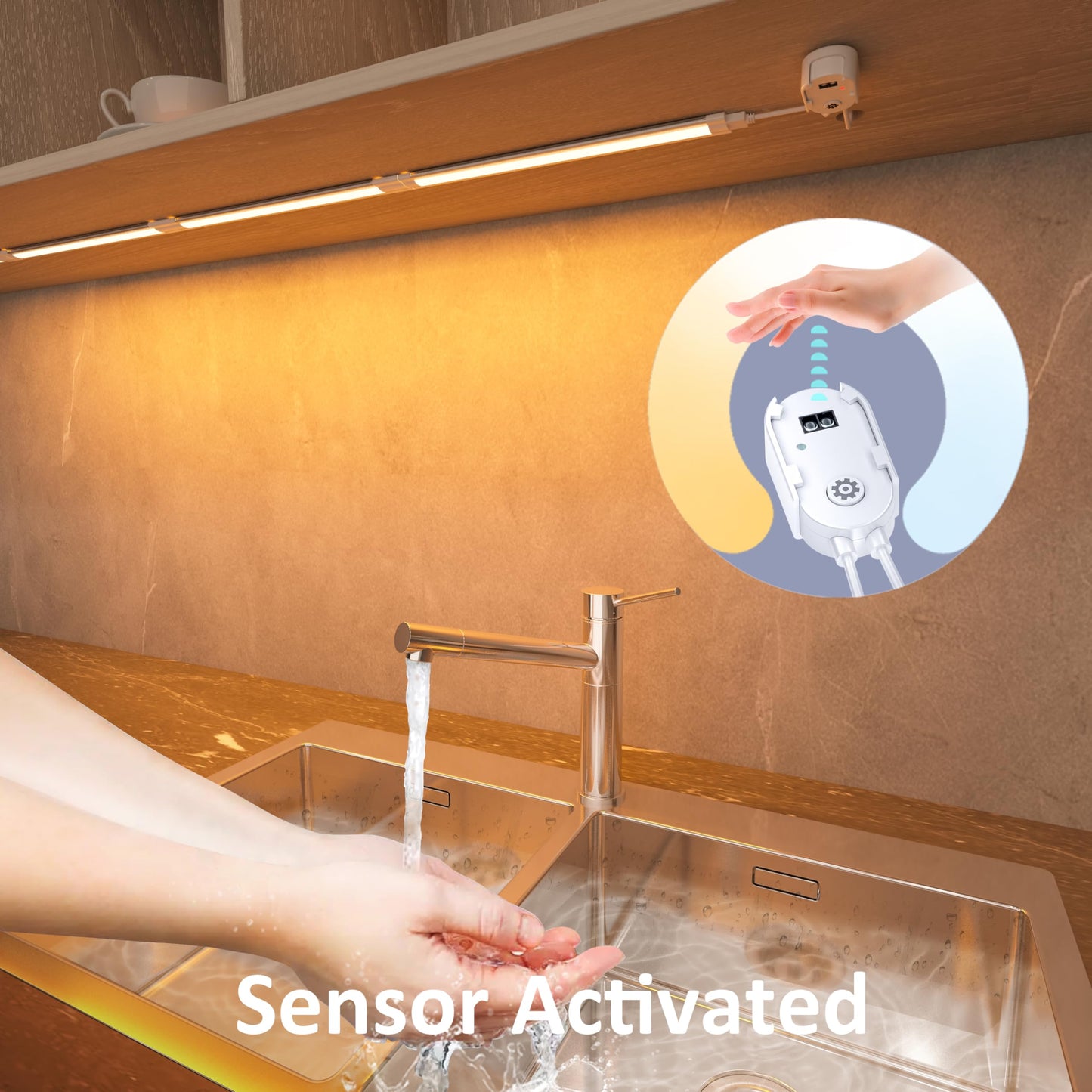 Smart Under Cabinet Lighting with Motion Sensor, Alexa Google Compatible Under Cabinet Lights, Wireless Remote Plug in Control Under Counter Light