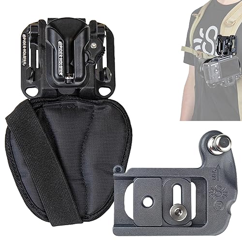 SPIDER HOLSTER - Spider X Belt and Backpack Camera Holster Kit with Clip-On Self-Locking Camera Holster, Mirrorless Camera Plate, and Backpack Adapter