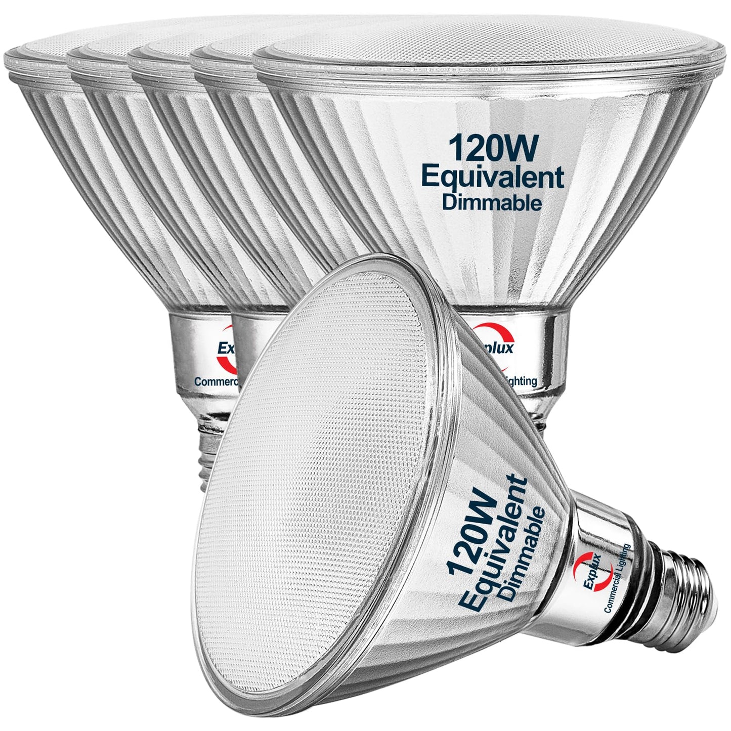 Explux Full Glass LED PAR38 Bulb, 120W Equivalent, Soft White 2700K, 6-Pack