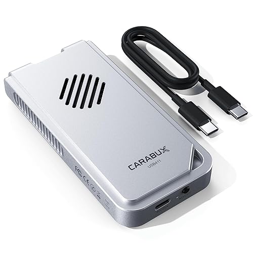CARABUX USB4 NVMe Enclosure 40Gbps with Active Cooling Fan, Solid Aluminum External M.2 SSD Case for Mac, iPad Pro, iPhone ProRes Recording and Video