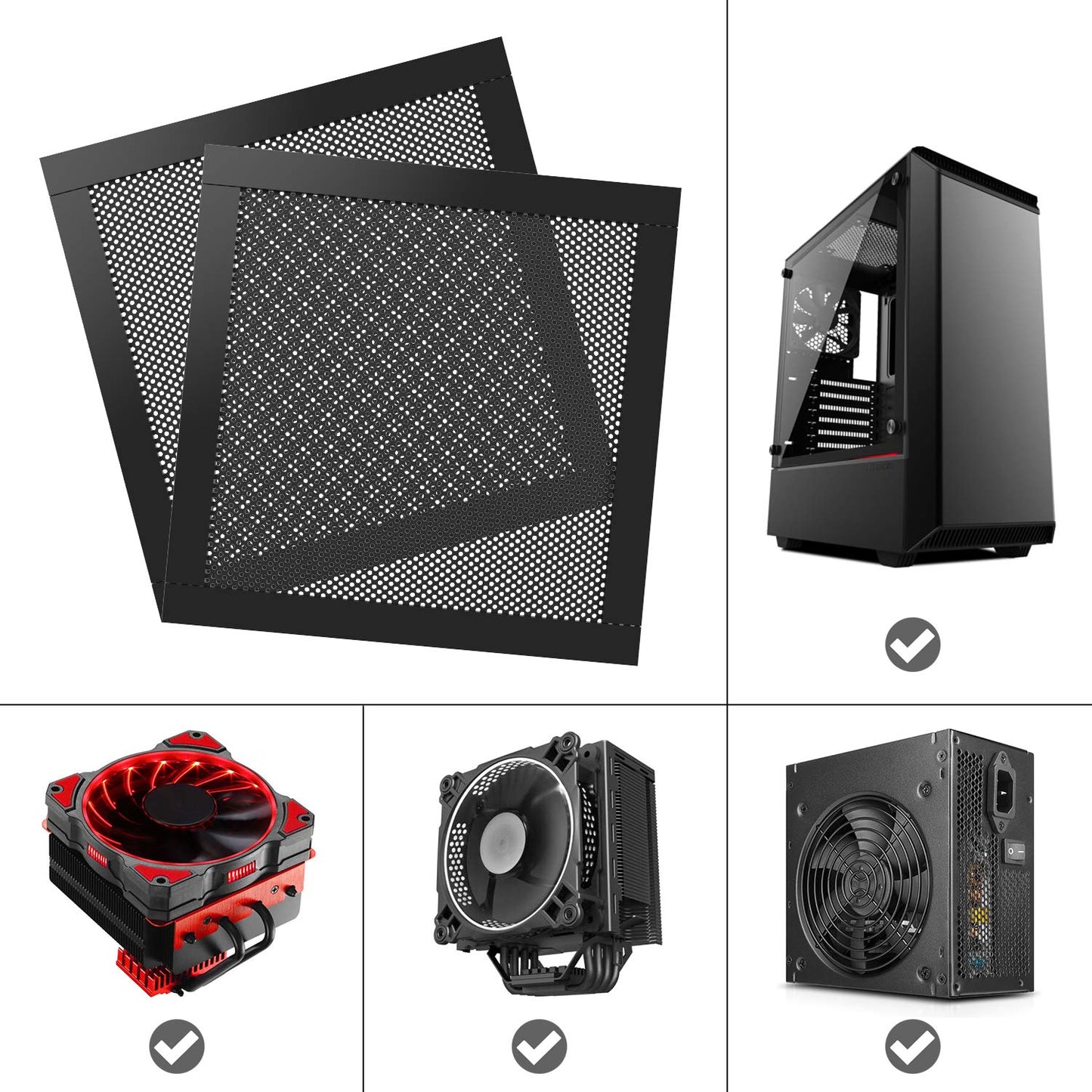 MoKo 140mm Dust Filter for Computer Cooler Fan, [4 Pack] Magnetic Frame PC Fan Dust Mesh PC Cooler Filter Dustproof PVC Cover Computer Fan Grills