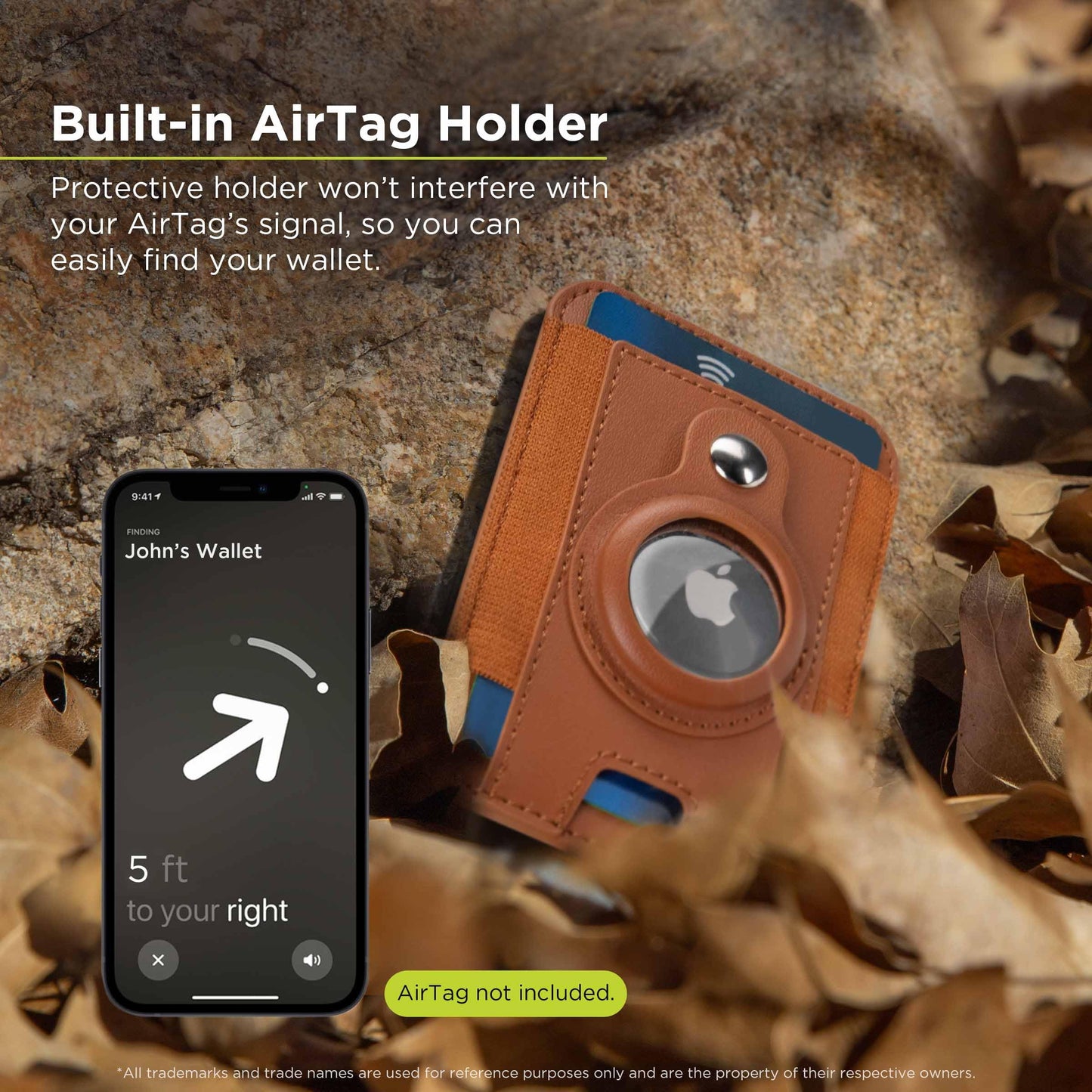PureGear Mag AirTag Wallet, Magnetic Wallet with Protective AirTag Holder for iPhone 17/16/15/14/13/12 Series, MagSafe Compatible, Holds Up to 8