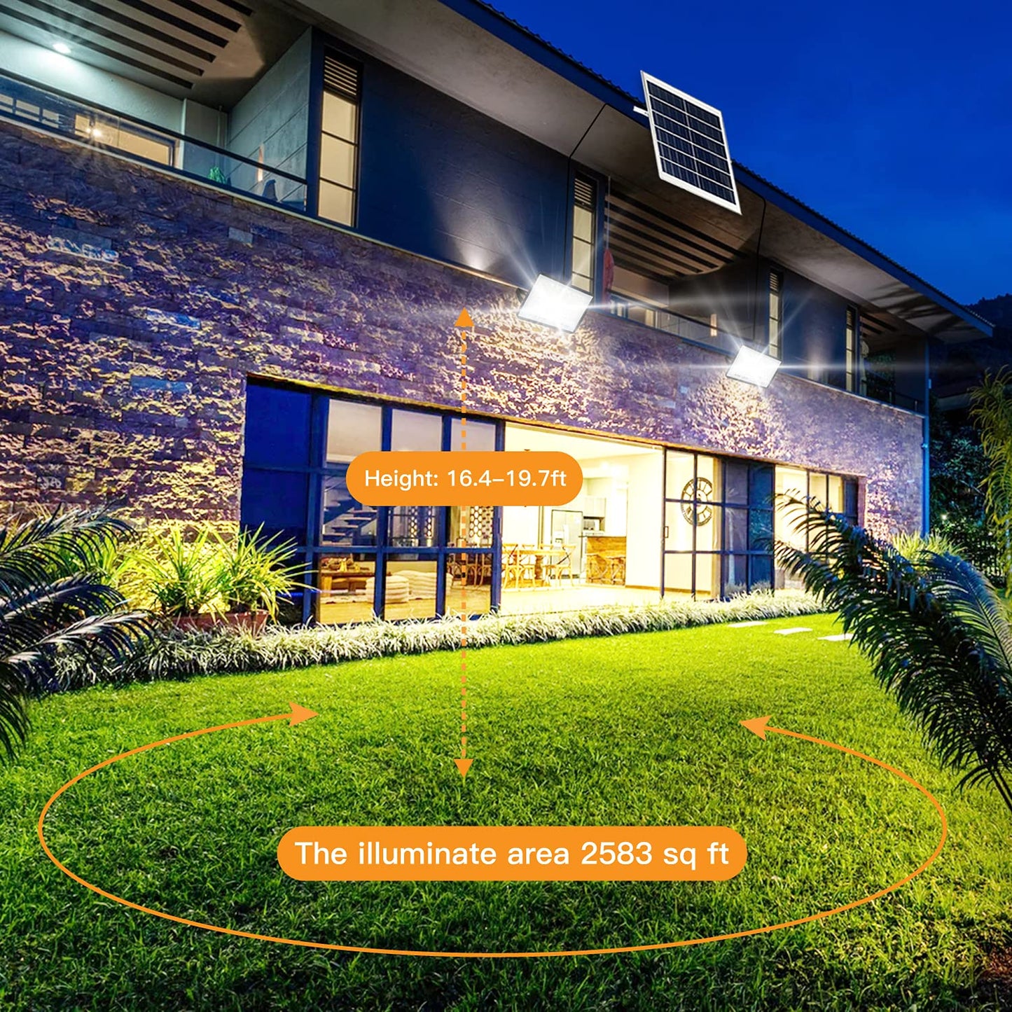 2 Pack 100W LED Solar Flood Lights Outdoor with Remote,Dusk to Dawn Solar Security Street Light Waterproof IP67 for Fence,Garden,Pool,Barn,Lawn,Flag