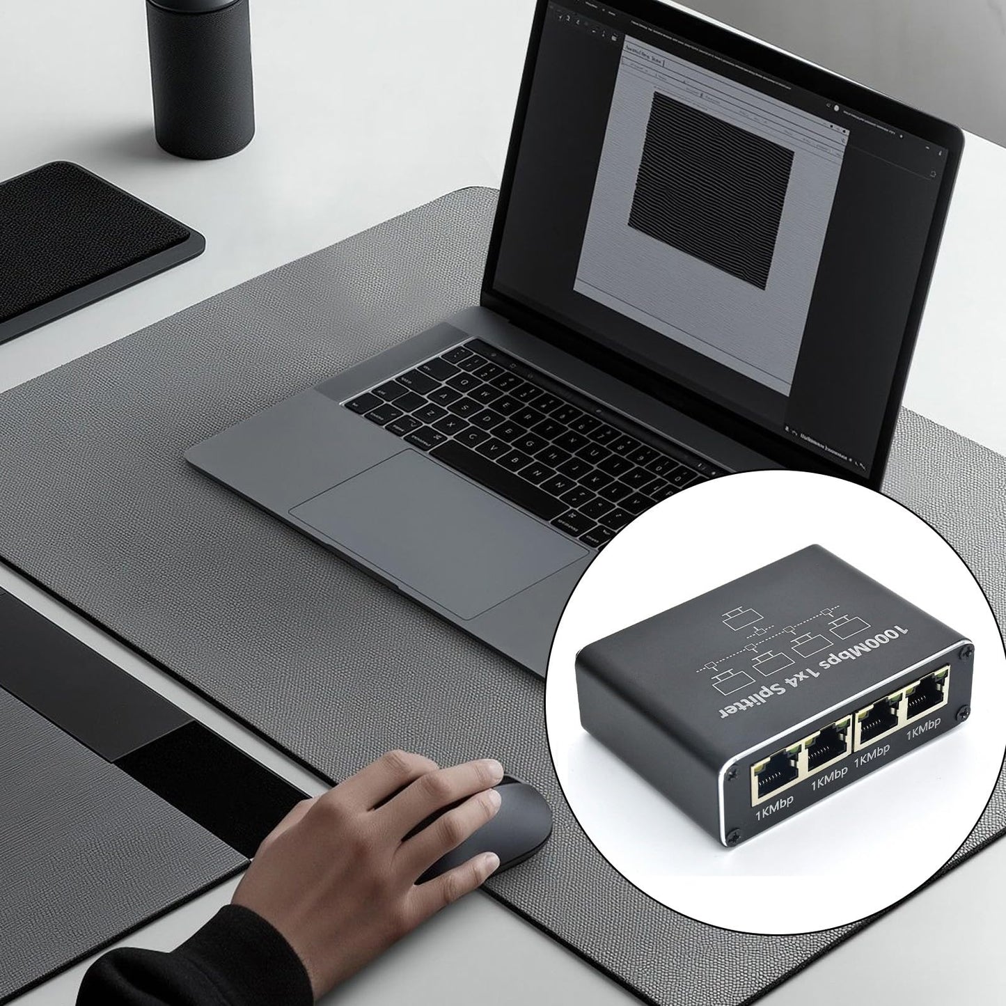 AOOOWER Splitter 1 to 2 3 4 1000Mbps Ethernet Splitter with Type C Power Cable Gigabit Switches for Computer, Hubs, Routers