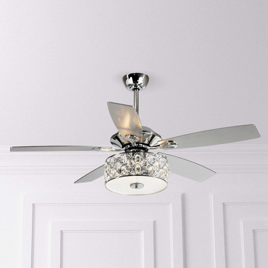 Vaczon 52 Inch Ceiling Fan with Light & Remote - Farmhouse Caged Fandelier, Crystal Ceiling Fan with 6 Speeds,Reversible Motor