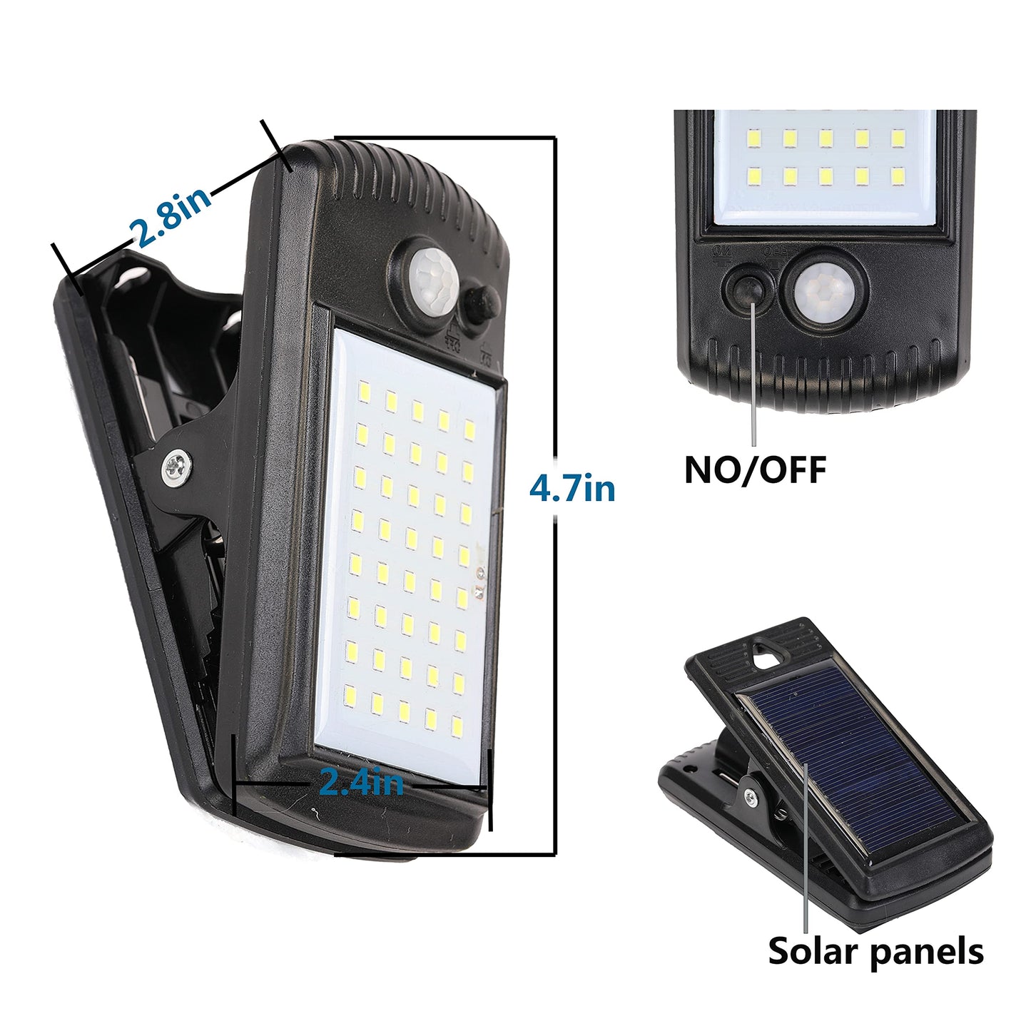Morestar 4 Pack Solar Motion Sensor Security Clip Lights, Outdoor Waterproof Solar Fence Lights with 40 LED & 2 Modes, Portable Emergency Lighting