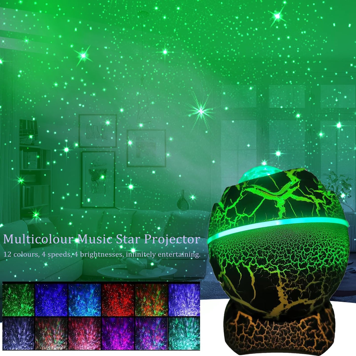 XQBX Dinosaur Egg Galaxy Projector Glow in The Dark Stars for Ceiling Room Decor Aesthetic led Lights for Bedroom Mothers Day Gifts Disco Ball Decor