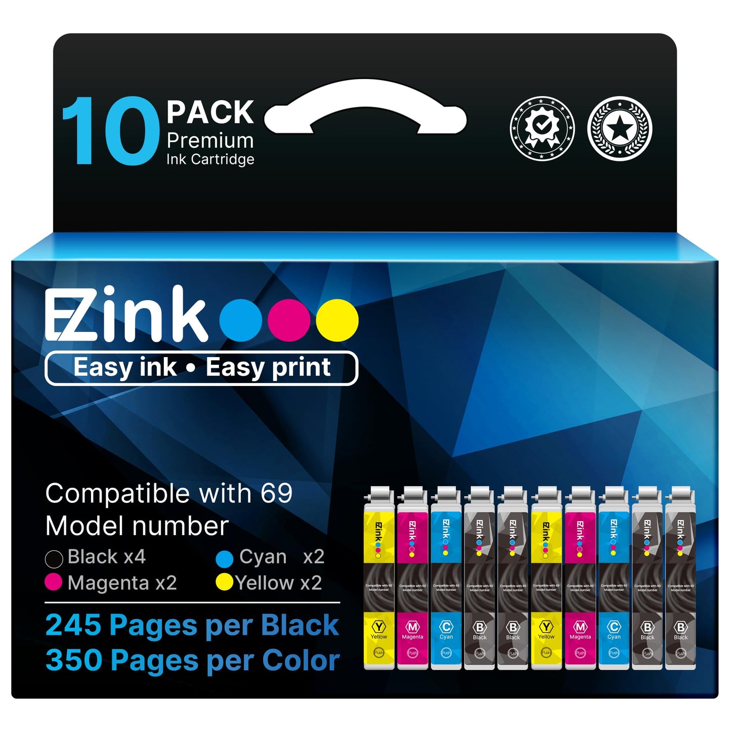 E-Z Ink Remanufactured Replacememt for 69XL Ink Cartridge Combo Pack