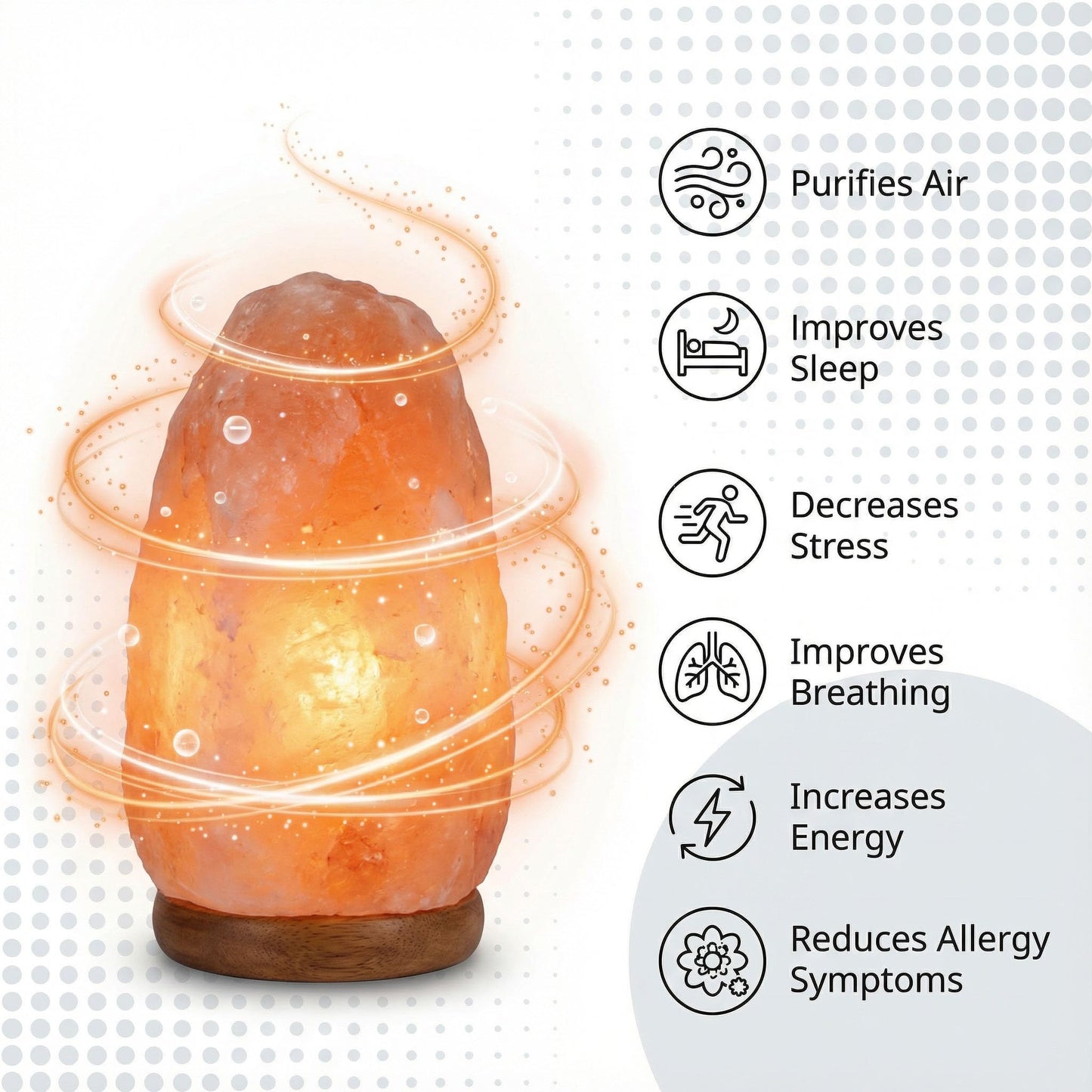 AMOYSTONE Portable Salt Lamp 6-7 Inch, Natural Himalayan Crystal with Wood Base & Dimmer(4-6 lbs)